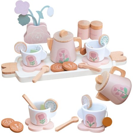 Liten flicka trä set, toddler leksaker kökstillbehör
