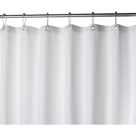 Duschdraperi i vitt tyg för badrum - Spa, hotell lyx matt våffelväv fyrkantig design, vattenavvisande, 183 x 183 cm för dekorativ badrumsgardin