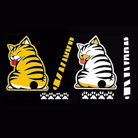 2 st Tecknad Katt Rörlig Svans Tassar Klistermärke Fönster Reflekterande Folie 3D Bil Dekal Bakre Torkare Rolig Utvändig Styling Vindruta Bil 