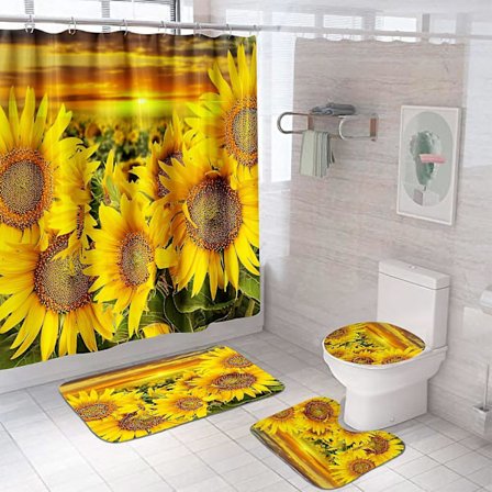 4-delad Solrosduschsätet, Gardin och Matta