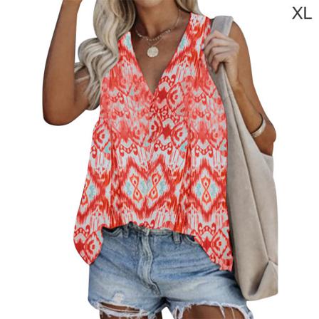 Damväst Printed Linne Ärmlös V-hals Casual