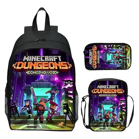 Minecraft Ryggsäck Tecknade Spel 3st Skolryggsäckar För Flickor Pojkar Set Primär Barn Elever Börda Lättnad Mochilas