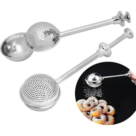 Sigte til Bagning - 2 Pak Pulveriseret Sukker Mel Ryster Støv, Rustfrit Stål Hårdt Re