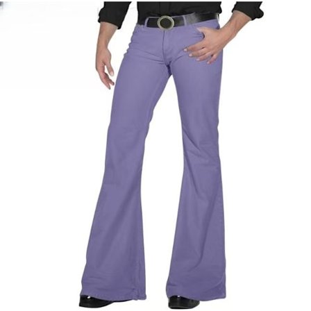 70-tals disco byxor herr, utsvängda byxor herr, 60-tals 70-tals utsvängda byxor vintage jeans herrjeans A006-Ljuslila XL