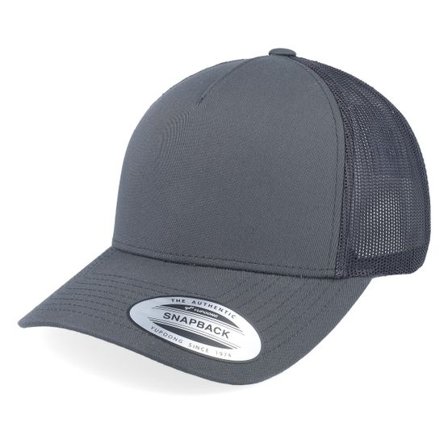 Yupoong - Grå trucker Keps - Retro Dark Grey A-Frame Trucker @ Hatstore