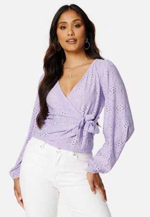 VILA Kawa New L/S Wrap Top Pastel Lilac Klær