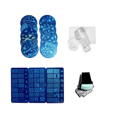 Fransk Neglekunst Stempel Plate Skrape Sett DIY Negle Dekor