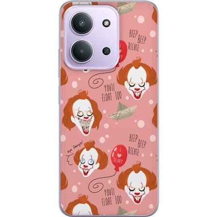 Kompatibel Mobilcover til Xiaomi Redmi 15C IT Pennywise mønster med klovne ansigter, balloner og Youll float too ikonisk horror design perfekt til hor