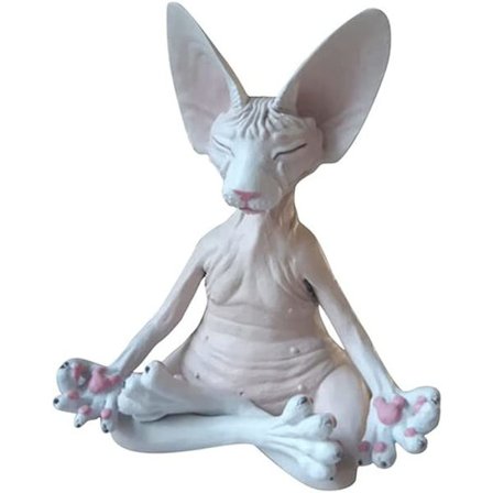 Skulptur Kat Dekoration Resin Meditation Tænkende Kat Statue Kat