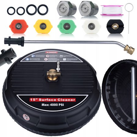 T-Racer 15 Tuuman Pyoriva Terassiharja – Pikaliitin 1/4 | 2 Suutinta | Yhteensopiva Nilfisk, Bosch kanssa