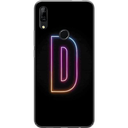 Kompatibelt Mobilskal till Huawei Huawei P Smart Z Minimalistisk neonbokstav D i färgskiftande ljus mot svart bakgrund i modern digital design