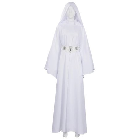 Star Wars cosplay performance kostume, Prinsesse Leia hvid lang kjole performance kjole til voksne