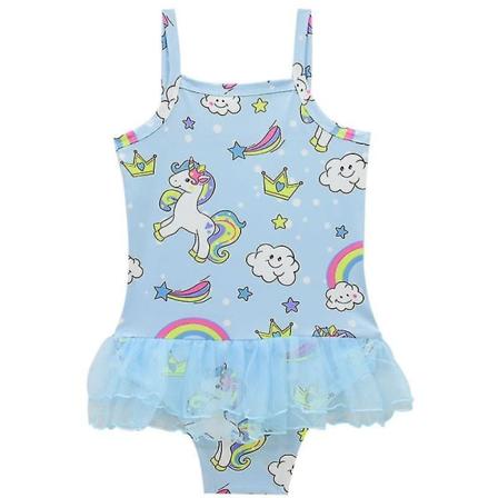 3-9 år Flickor Unicorn Tankini Swimwear Baddräkt Holiday Blue 4-5 Years