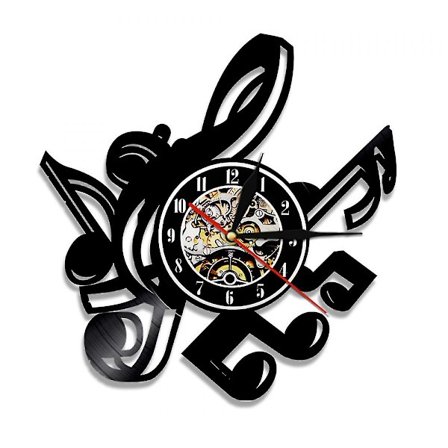 Musikk Vinyl Plate Veggklokke - Note Mønster Vinyl Veggklokke - Vinyl Klokke - Stue Veggdekor - Unike Gaver Til Musikkelsker