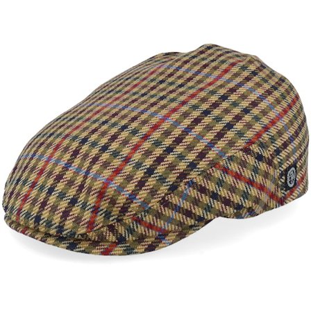 CTH Ericson - Edward Checked Camel Flat Cap Flatcap Beige Cap - @ Hatstore