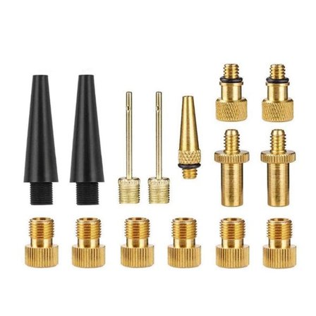 Adapterkit til cykelventiler 15 dele til forskellige ventiltyper