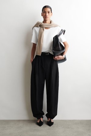 COS Women's Camiseta De Algodón Con Cuello Redondo in Blanco