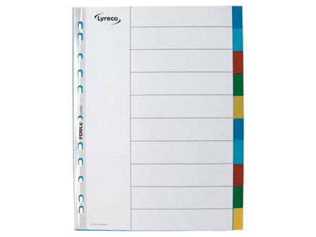 LYRECO Plastregister otryckta A4 PP 10-flik flerfärgade - Lyreco - Kontorsmaterial - Pärmar och register - Plastregister - Otryckta