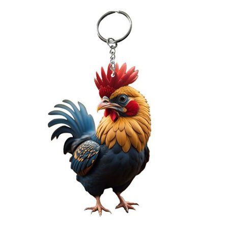 Cartoon Animal Chicken Rooster Series Pendant akryl nøkkelring