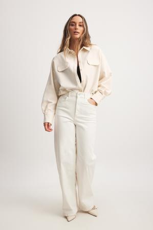 Laura Jade Stone x NA-KD Jean droit taille haute - Jeans droits - OffBlanc - EU 36