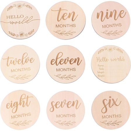 14 stk Baby Månedlige Kort Tre Milepæler Disker Baby Første År Vekst Foto Minne Props