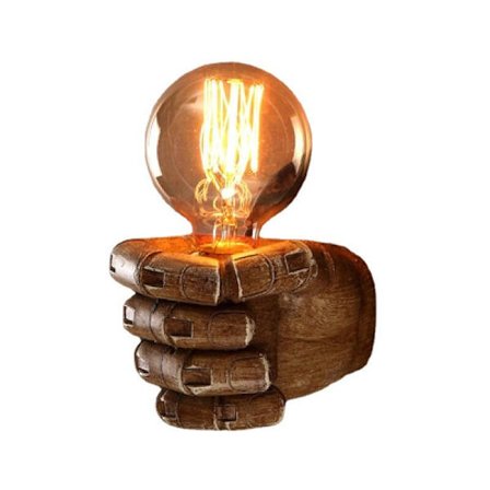 Vänsterhandsnäve vägglampa retro loft industriell antik kreativ dekorationslampa för restaurang bar café harts sovrumsdekoration