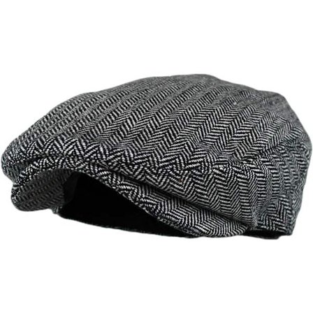 Klassisk Herre Fiskebeins Tweed Ullblanding Newsboy Ivy Hatt (Large/X-Large, Charcoal)
