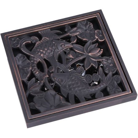 10X10Cm Vintage Kunstnerisk Sort Firkantet Badeværelse Bruser Gulvafløb Fælde Spildrist med Si En Hår Anti Lugtende Afløb 3