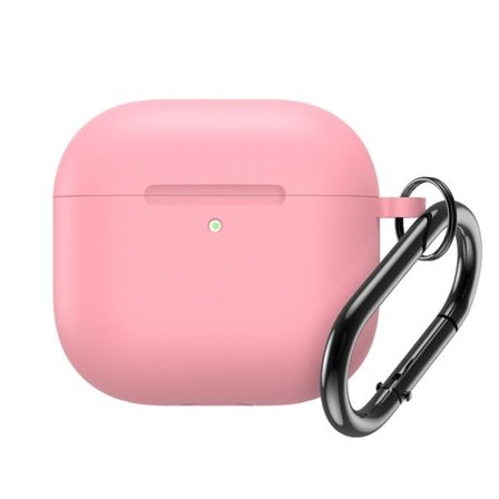 Silikonetui for Airpods 4 med karabinkrok - Rosa