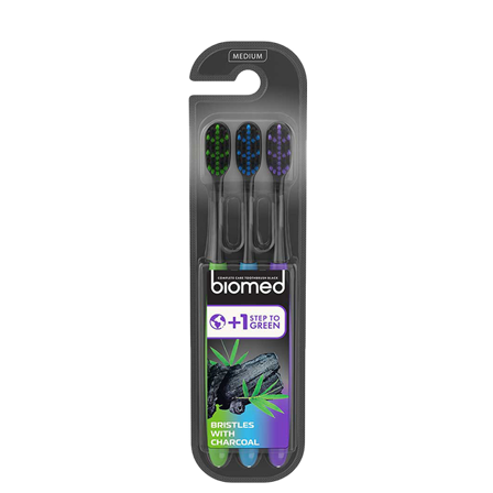 Biomed Tandborste Medium Aktivt Kol Multipack
