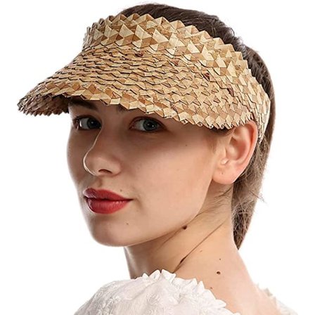 Kvinners solhatt i strå med UV-beskyttelse, sammenleggbar stråhatt