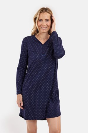 BRANDTEX - Natkjole - Navy - Prikket