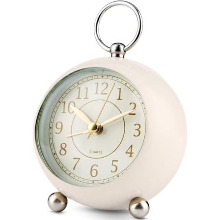 Stille vekkerklokker nattbord uten tikking batteridrevet analog vekkerklokke soverom retro enkel bordklokke lys stille bord [energiklasse A+++]