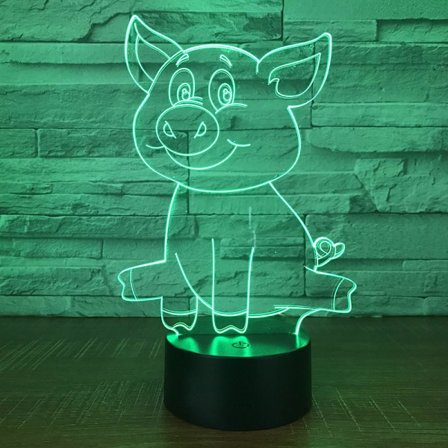 3D Gris nattlys Dyr USB Berøringsbryter Dekor Lampe Bord Skrivebord Optisk Illusjon Lamper 7 Farge Skiftende Lys LED Bordlampe Hjem Kjærlighet Bursdag