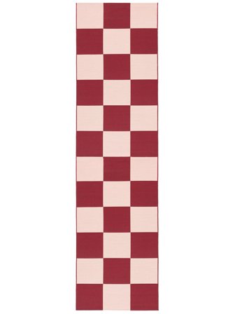 Boxie Indoor/Outdoor Rug Washable 80X300 Small Light Pink/Red Checkered Runner