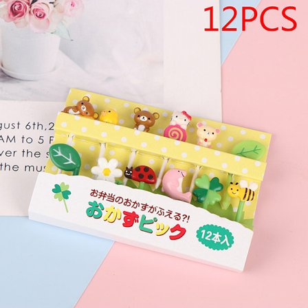 12 stk Fruit Pick Tandstikker Festdekoration Animal Cartoon Fru