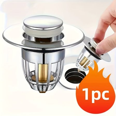 Metall Pop-Up Avløpsstopper Press-Type Filtre Baderomsvasker Luktsikre Hårfeller