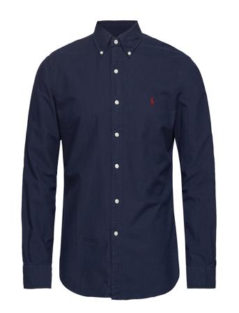 Slim Fit Garment-Dyed Oxford Shirt Tops Shirts Casual Navy Polo Ralph Lauren