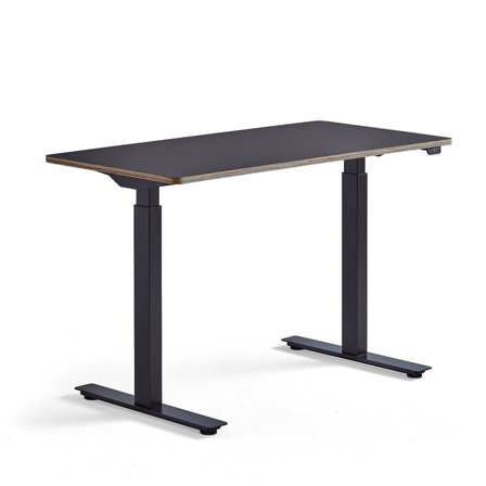 Skrivebord NOVUS, 1200x600 mm, sort stel, sort bordplade