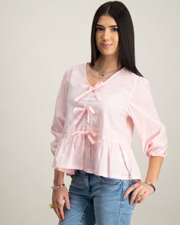 RYVLS Bow L/S Blouse Roze Tops/blouses Meisjes - Kids Brand Store