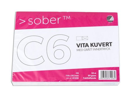 SOBER Kuvert C6 114x162mm fukthäftande 50/fp - Lyreco - Emballage och lagerutrustning - Kuvert och postemballage - Kuvert - C6