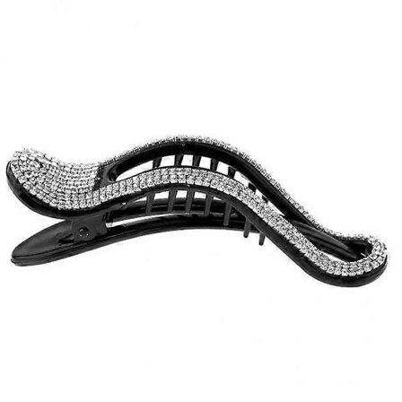 2xElegante hårspenner med full krystall for kvinner, hårklype, klemme, hodeplagg, svart