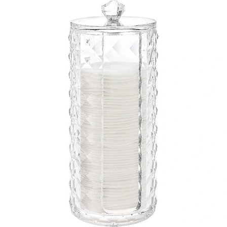 Cosmetic Cotton Round Holder, Clear Diamond Pattern Cotton Pad Storage Box