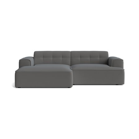 Marbella Chaiselongue-Sofa, links, Lisboa Anthrazit, modernes Design, gesteppte Rückenlehne, bequeme Polsterung, 75cm Höhe für Wohnzimmer.