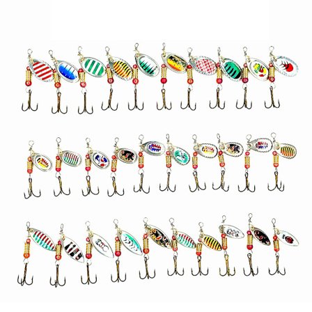 30 st Betes av Järnplåt i Olika Storlekar, Vikter och Färger - Levande, Ljusa och Färgglada Klistermärken - Metallfiskebete