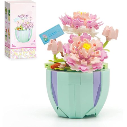 Lotusblomst Byggesett, Mini Søt Botanisk Samling Blomster Bonsai-plante, Kreativ for Barn 6+ og Voksne, Rom eller Hjemmedekor (312 deler