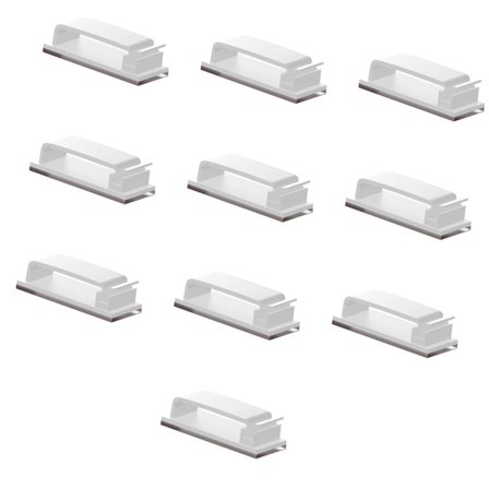 10 stk. Kabelklemme Kabelholder Flerbruks Kabelhåndtering Kabelholder Sett med Selvklebende Base for Skrivebord