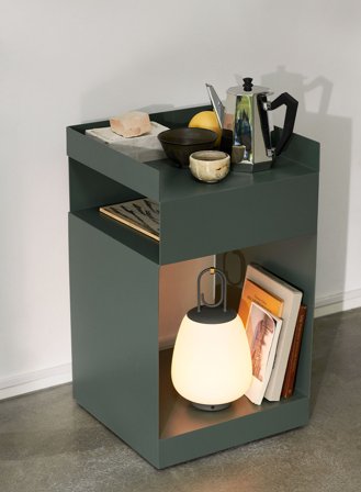 Lucca SC51 oppladbar bordlampe - mosegrå/opal