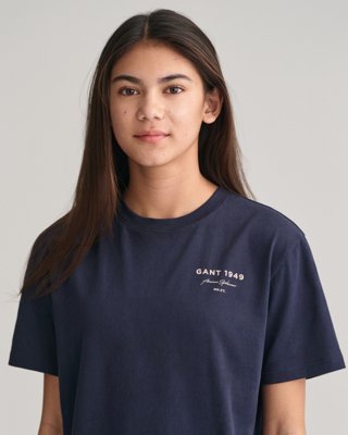 GANT - Teens Script Grafisk T-skjorte evening blue