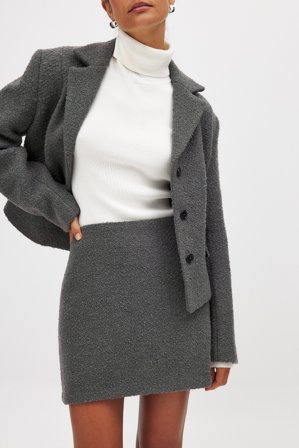 NA-KD Wool Blend Mini Skirt - Business tøj - Grå - EU 34